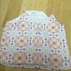 LOFT Pink and Purple Floral Mosaic Cami